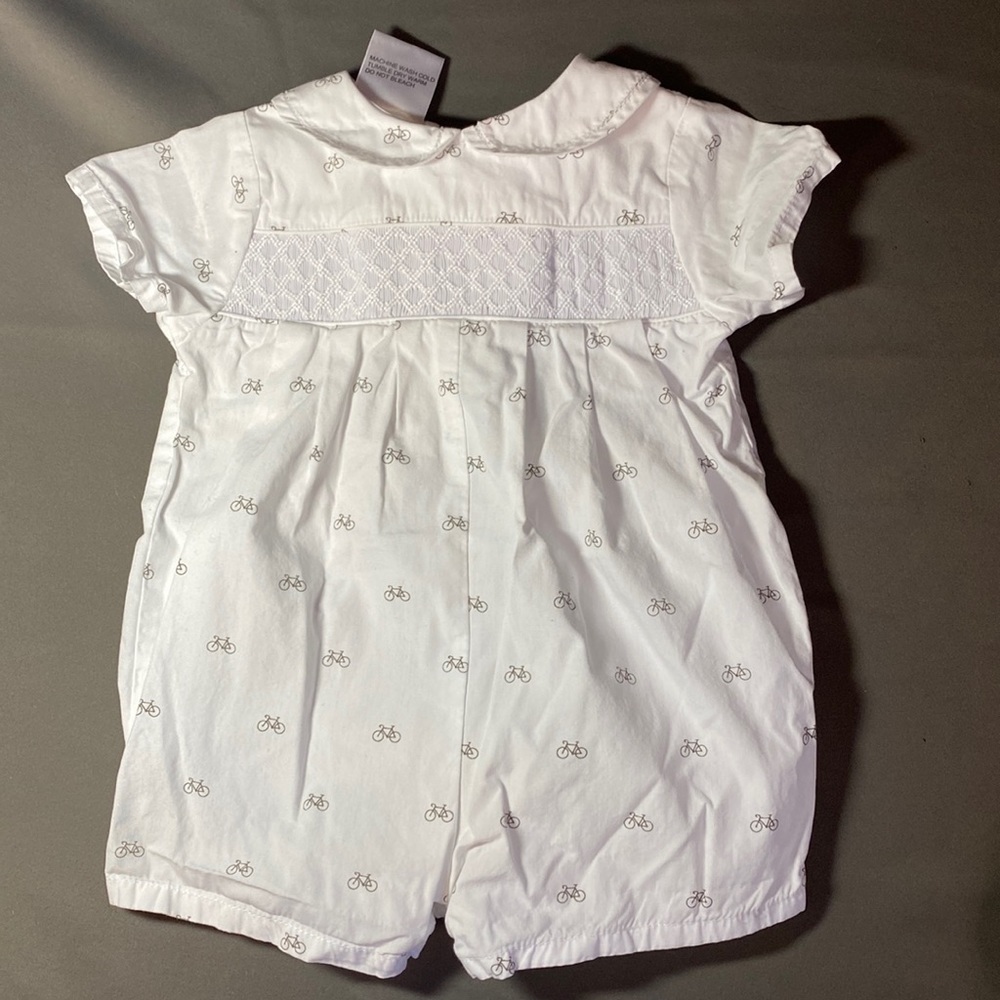 Smocked Romper with bicycles 3 months